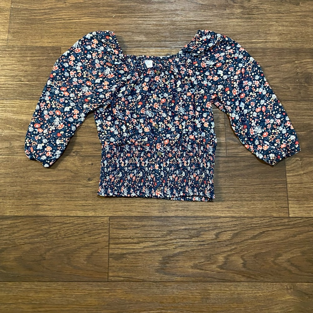 Floral cottagecore peasant 3/4 sleeve‎ 90s Y2K top